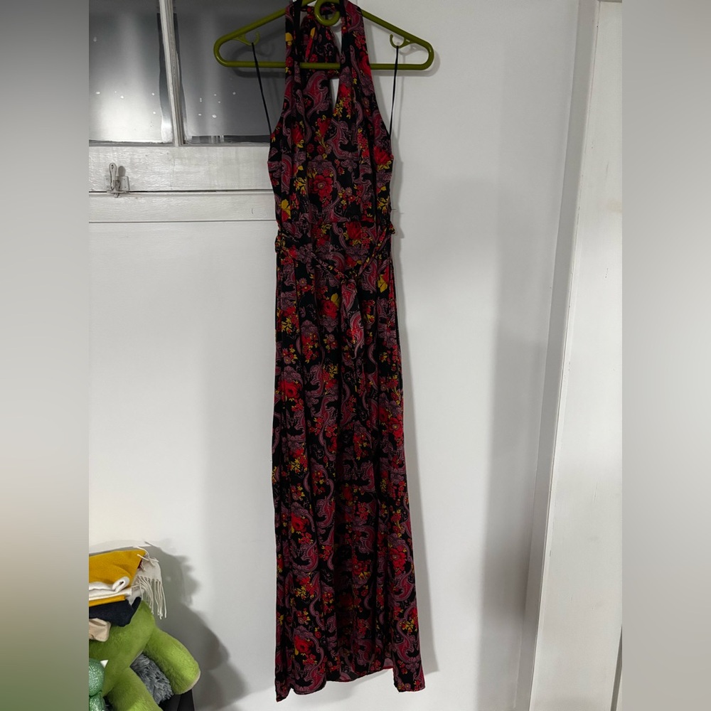 Modcloth Black and Red Floral Maxi Dress